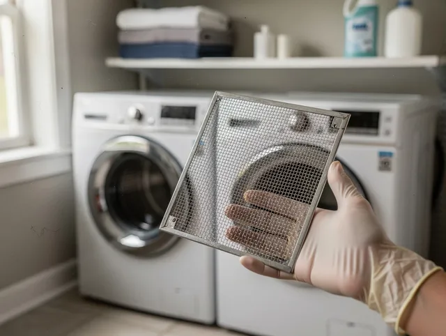 Burrillville Dryer Vent Cleaning specialist performing detailed lint trap cleaning service in Burrillville